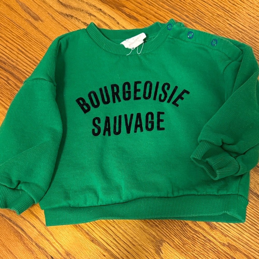 Clare V Green Sweatshirt with Black Text